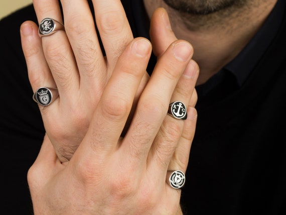 Chevalière homme argent onyx forme tonneau | Mon Bijou Français
