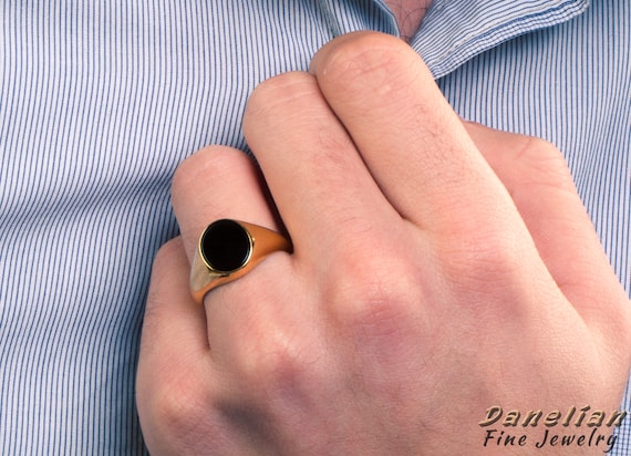 Gold Onyx Signet Ring - Mens Rings Gold