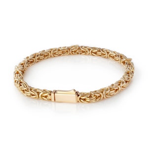 Handmade 14K Gold Byzantine Bracelet: Thick Rope Chain for Men