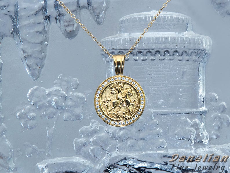 Men Gold Necklace Sovereign Pendant Sterling Silver Etsy