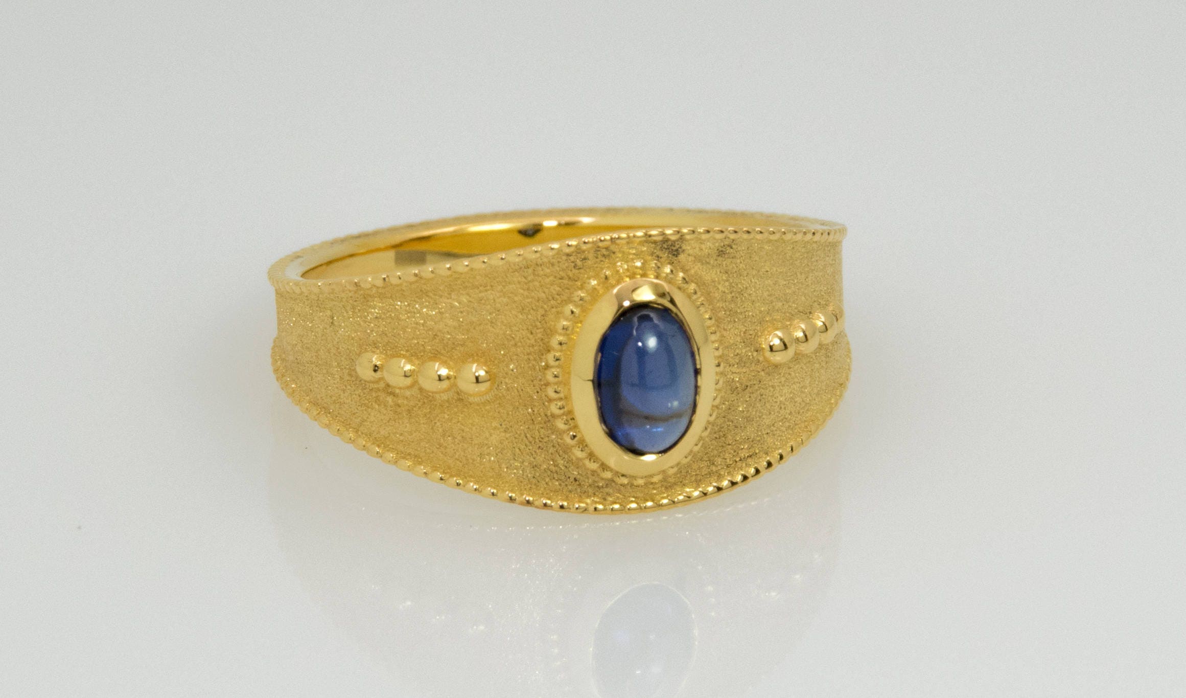 Mens Sapphire Ring Solid Gold Ring Men 18k Sapphire Ring Etsy