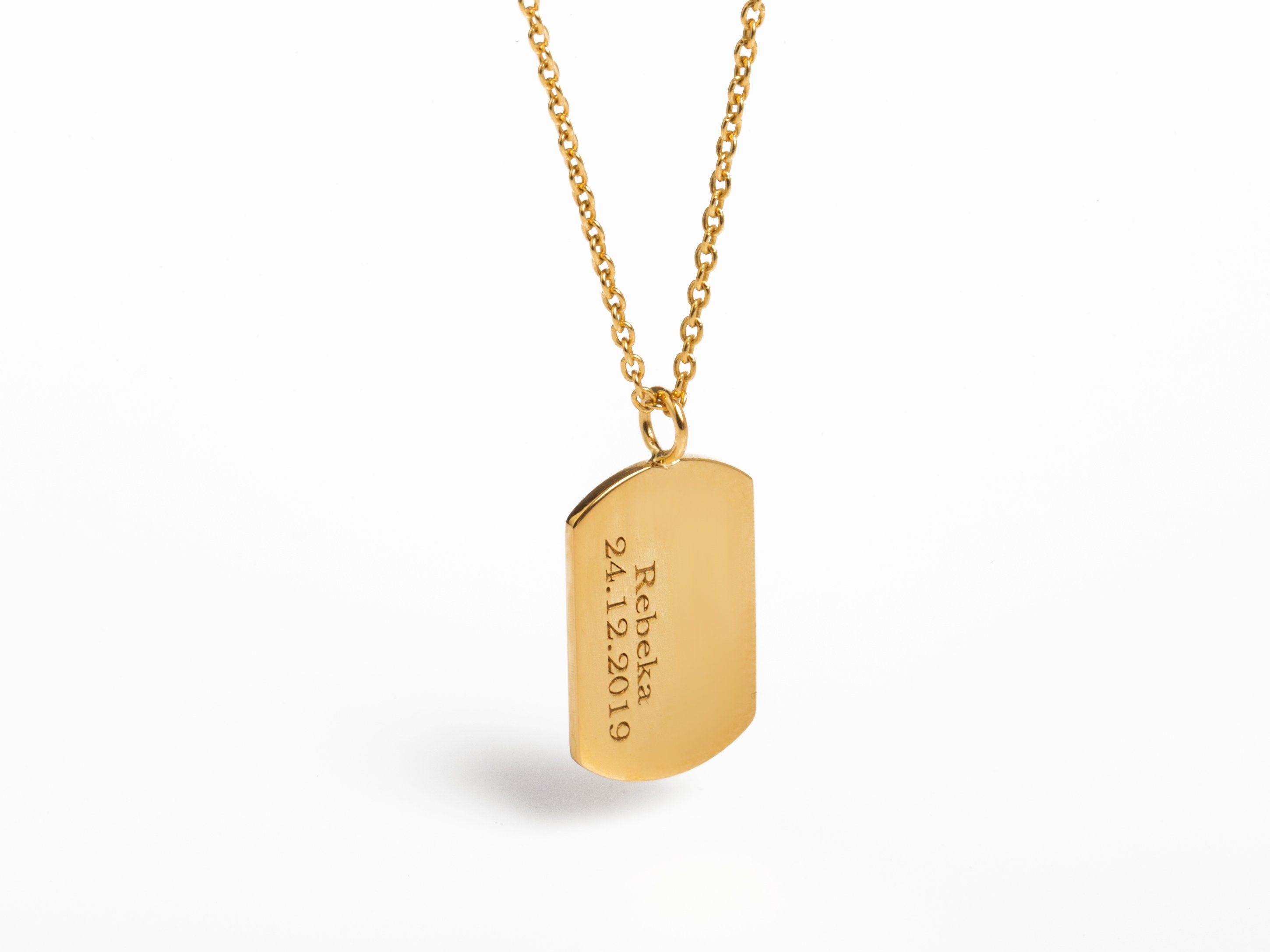 Gold Tag Necklace, Personalized Tag 