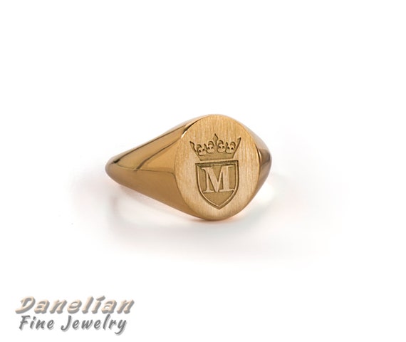 14K Yellow Gold Bujukan Diamond M Initial Signet Ring | Shop 14k Yellow Gold  Bujukan Rings | Gabriel & Co