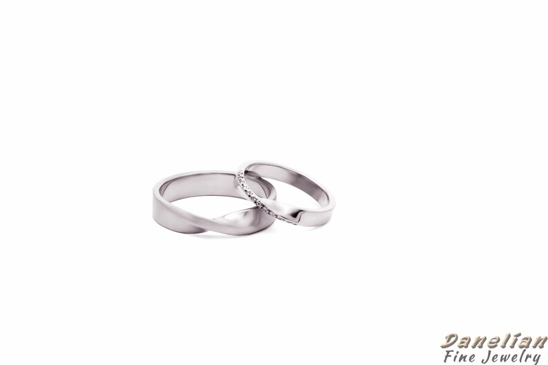 Wedding Ring Set His and Her Solid Gold Mobius Couple - Etsy