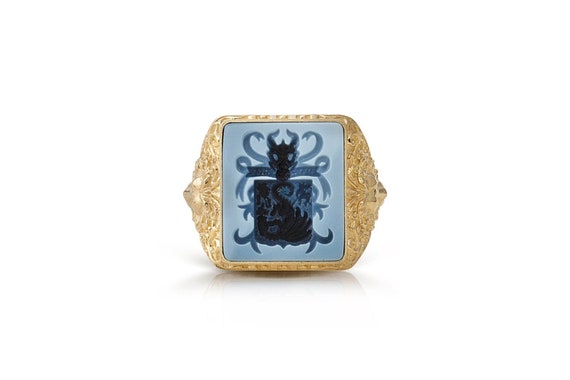 Blue sardonyx signet ring sale
