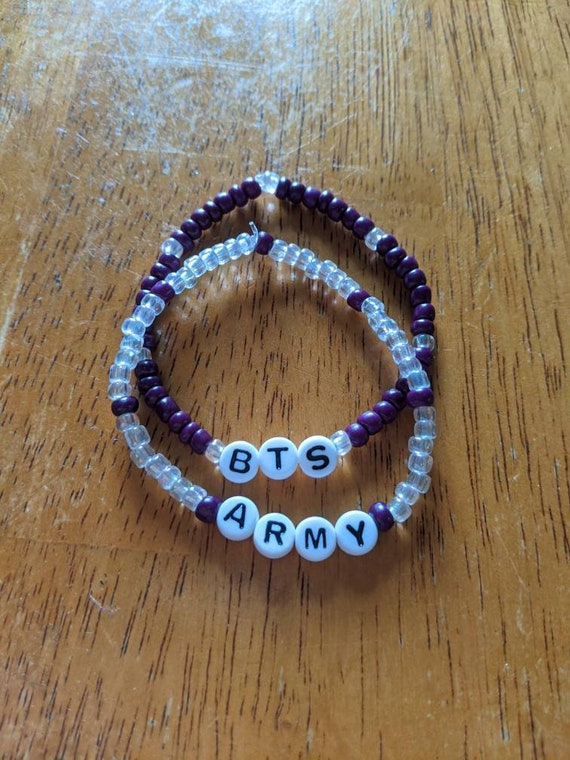 Handmade BTS ARMY Beaded Kpop Bracelets Etsy