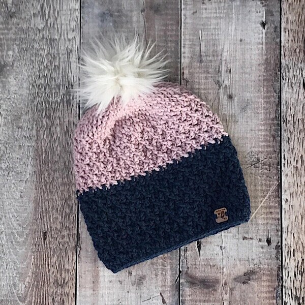 Women's Slouchy Beanie ~ Crochet Winter Beanie ~ Slouchy Beanie with PomPom ~ Crochet Hat ~ Winter Hat
