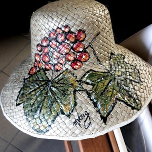 hand painted straw hat