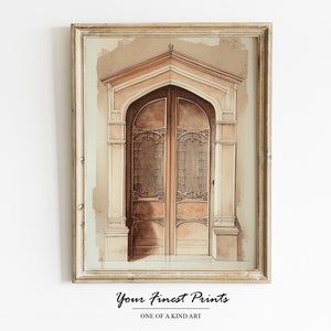 Vintage Church Sketch | Church Drawing | Antique Sketch of Church Doors | Vintage Sketch Print | Printable Artwork | Downloadable Print