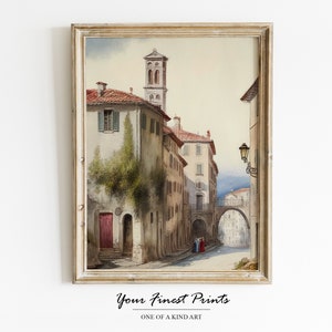 Vintage Italian Street Print | Neutral Architecture Cityscape | Vintage European Painting | Vintage | Printable Artwork | Downloadable Print