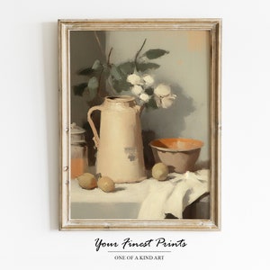 Vintage Kitchen Still Life Painting | Farmhouse Print | Oil Painting Print | Printable Artwork | Kitchen Art | Oranges | Downloadable Print