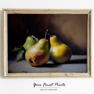 Vintage Kitchen Still Life Painting | Farmhouse Print | Oil Painting Print | Printable Artwork | Kitchen Art | Pears | Downloadable Print