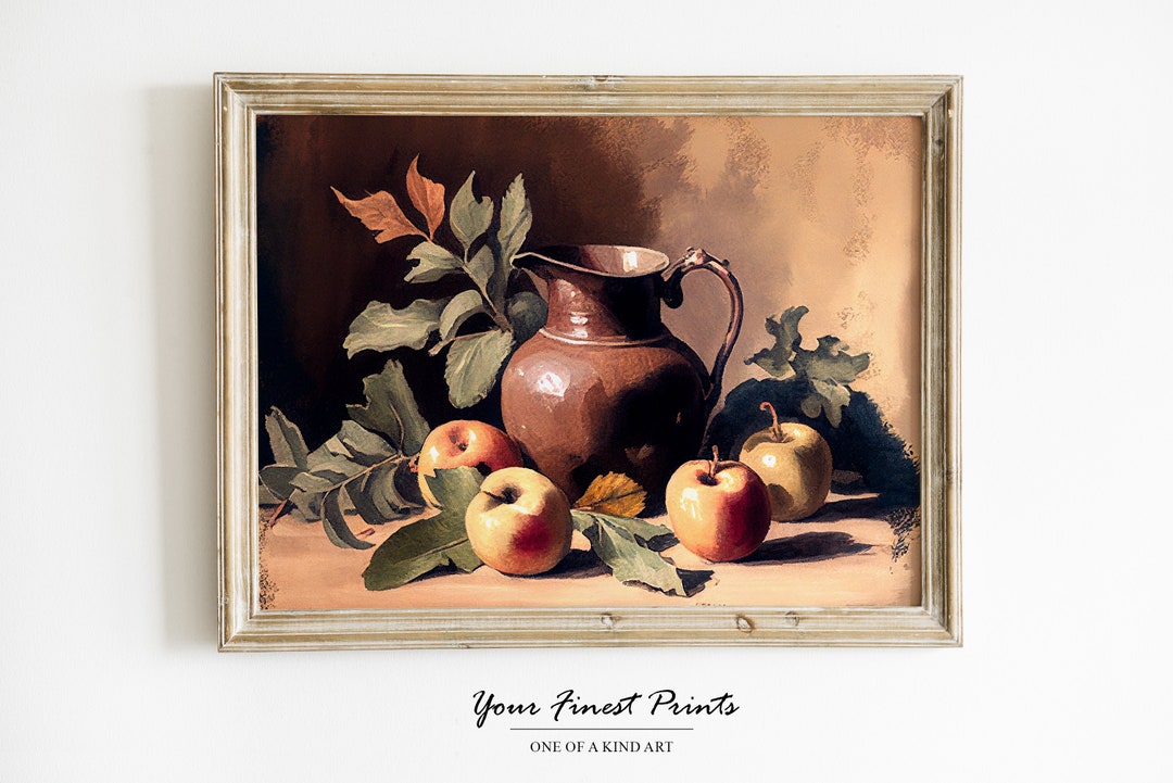 Vintage Kitchen Still Life Painting Farmhouse Print Oil Painting Print