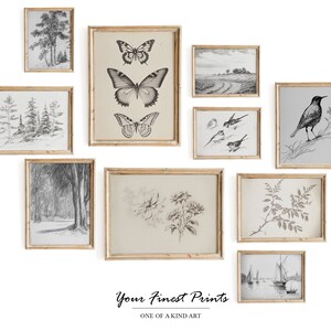 Printable Vintage Gallery Wall Art SET OF 10 | Antique Sketches | Aesthetic Decor | Farmhouse Decor | Printable Artwork | Downloadable Print
