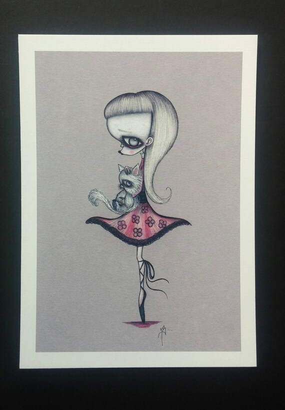 Weird Girl Print - Limited edition Fine art giclee print - Frankenweenie - Creepy Cute Art - Tim Burton art - Movie Art - The Moth Stigma