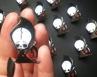 Grim Reaper Pin - Hard Enamel Pin - Skull Pin - Skeleton Pin - Death Pin - Creepy Cute Pin - Gothic Pin - Original Pin - The Moth Stigma
