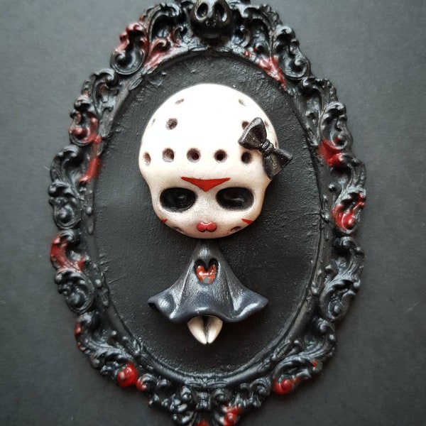 Friday - Friday the 13th Sculpture - Ooak - Creepy Art - Horror movie art - Creepy Cute - Jason doll - Gothic Decor - The Moth Stigma