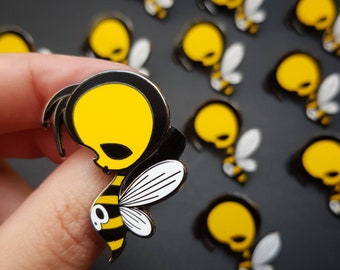 Bee Pin- Hard Enamel Pin- Cute Bee Art- Bumblebee Brooch- Bug Pin- goth Spring accessories- Spooky Jewelry- pop Surrealism- The Moth Stigma