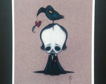 Poe Art Print - Limited edition Fine art giclee print - Edgar Allan Poe Art - Gothic Art - Raven Print - Nevermore - The Moth Stigma