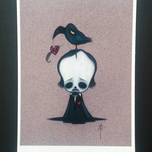 Poe Art Print - Limited edition Fine art giclee print - Edgar Allan Poe Art - Gothic Art - Raven Print - Nevermore - The Moth Stigma