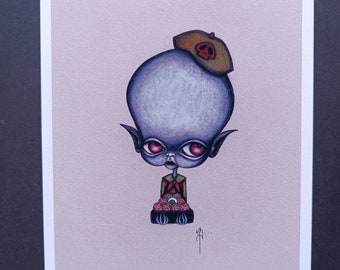 Ghoul Scout Print- Creepy Cute art- Girl Scout art- Monster art- Spooky Wall decor- Goth art- ghoulish art- The Moth Stigma