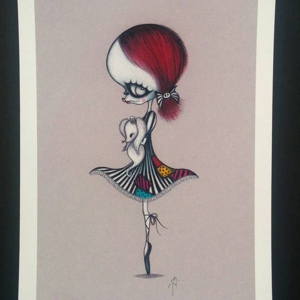 Lady Skellington, limited edition giclee fine art print, Nightmare Before Christmas, Spooky Decor, skeleton illustration, Skull Art