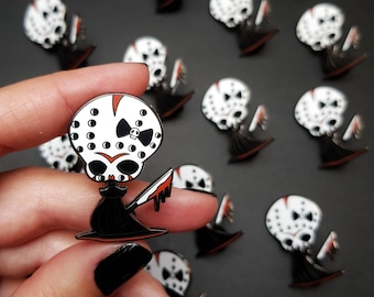 Friday the 13th Pin- Hard Enamel Pin- Jason Voorhees art-  spooky Jewelry- Creepy Cute- Gothic Pin- horror cult movie art- The Moth Stigma