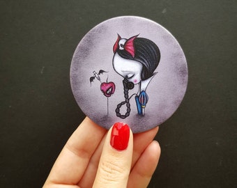 Snow White Pocket Mirror- Compact Mirror- Handbag Mirror- Snow White Art- Dark Princess- Disney Goth- snow white accessorie- The Moth Stigma