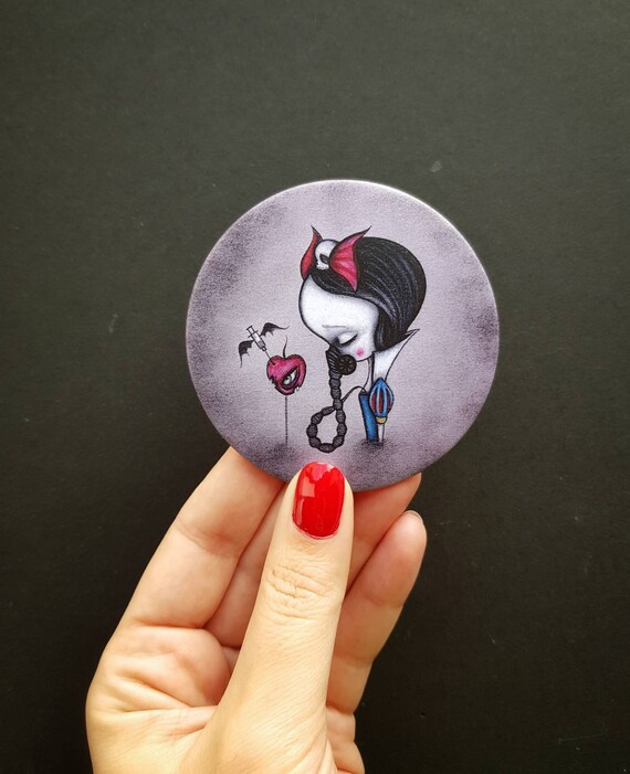 Snow White Pocket Mirror- Compact Mirror- Handbag Mirror- Snow White Art- Dark Princess- Disney Goth- snow white accessorie- The Moth Stigma