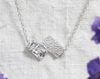 Collar textura lunar, hecho a mano en plata 925ml. Collar minimalista. Joyeria artesanal