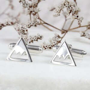 Gemos Montañas nevadas, hechos a mano en plata 925ml. Gemos de Camisa. Gemelos novo. Durchmesser