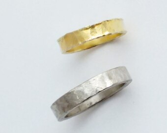 Encargo de alianzas. Alianzas de boda artesanales. Alianzas personalizadas. Oro 18kt. Plata 925 ml. Hecho a mano.