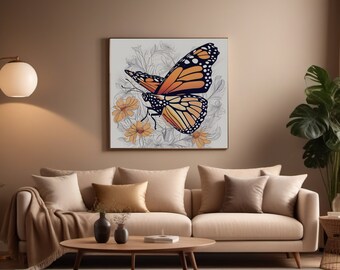Framed Wall Art Large Butterfly Canvas Print Wall Hanging Printing Decor Ready to Hang