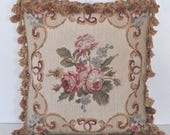 16 quot x 16 quot Handmade Wool Needlepoint Rose Cushion Cover Pillow Case