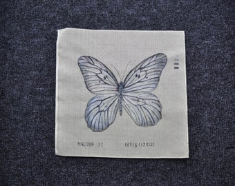 Hand Painted Needlepoint Petit Point 15 CT Penelope Canvas - Rice Paper Butterfly