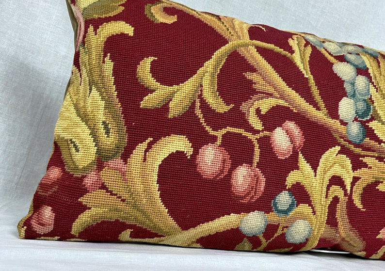 Custom Made in Canada Wool Needlepoint Lumbar Pillow Cover 16x34
