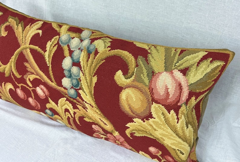 Custom Made in Canada Wool Needlepoint Lumbar Pillow Cover 16x34