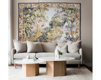 Oversized Vintage Tapestry | Extra Large Wall Art | Hand Woven Giant Wall Hanging | Antique Flower Tapestry