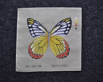 Hand Painted Needlepoint Petit Point 15 CT Penelope Canvas - Common Jezebel Butterfly