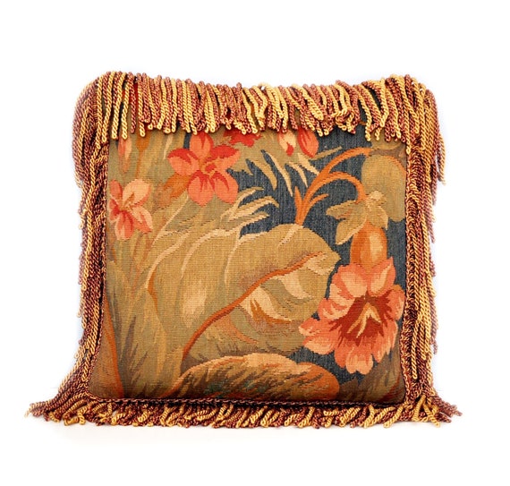French Antique Style Gobelins Tapestry Pillow Case Unique Etsy