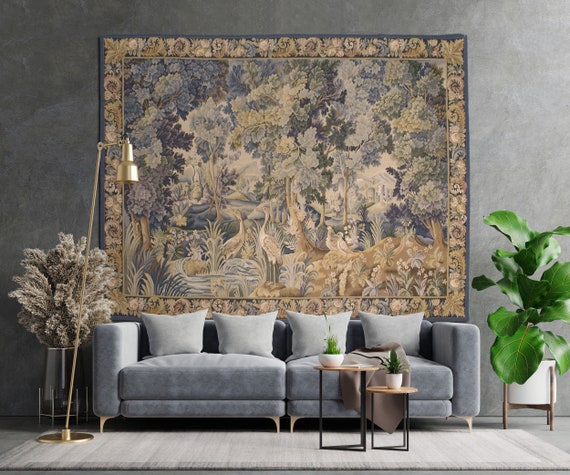 Large Wall Art for Living Room Hand Woven Wall Hanging Tapestry Biophilic Wall  Art Antique French Style Wall Decor 64X83 Inch 