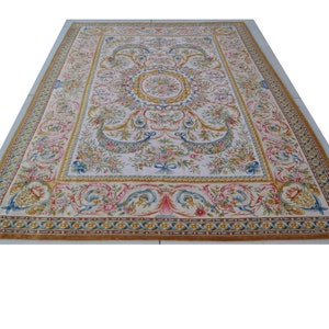 Hand-knotted Thick and Plush Wool French Savonnerie Rug 12x18 Feet
