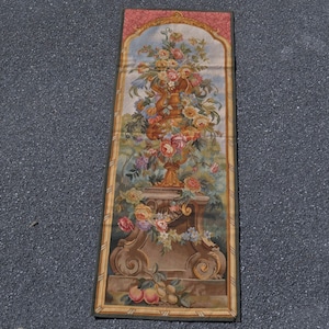 Handwoven Wool Aubusson Tapestry Wall Hanging Panel French Gobelins Weave Wall Tapestry 26x74 Inches