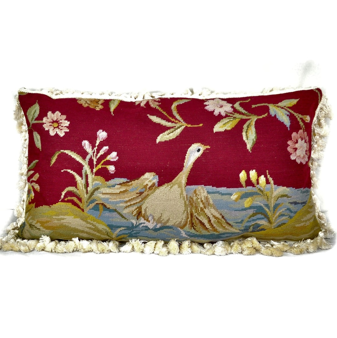 Custom Made One of a Kind Needlepoint Lumbar Pillow Cover Wild Etsy