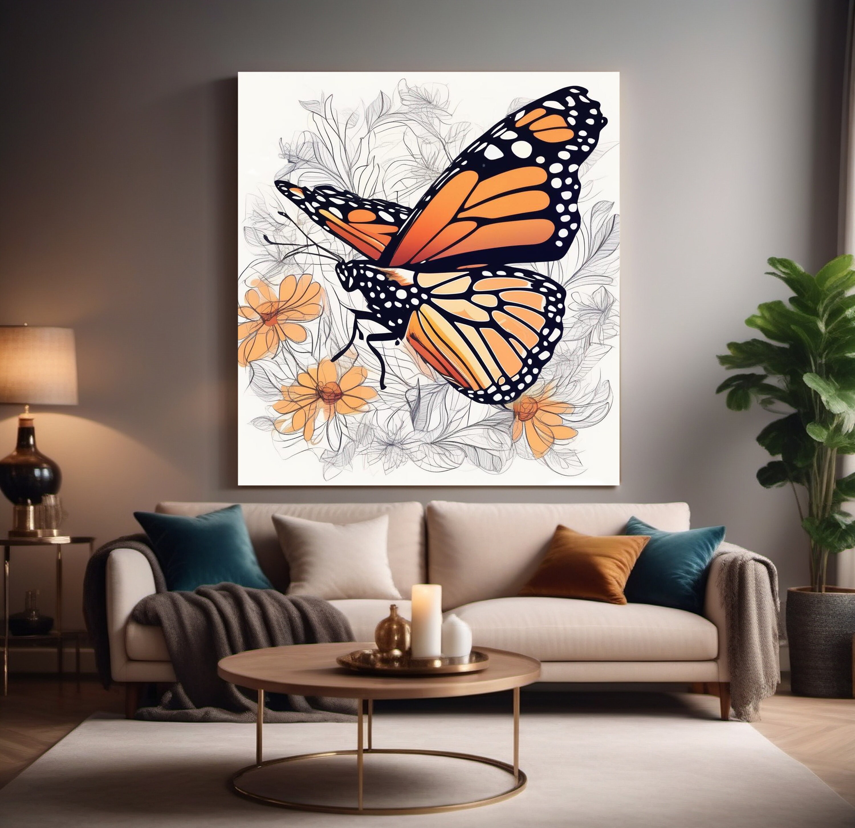 Large Butterfly Wall Art Butterfly Canvas Print Wall Hanging Giant Wall ...