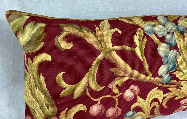 Custom Made in Canada Wool Needlepoint Lumbar Pillow Cover 16x34