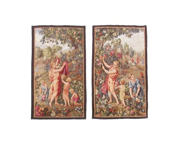 Cherubes Tapestry Wall Hanging Jacquard Weave Art Gobelin Angels 100% Cotton 
