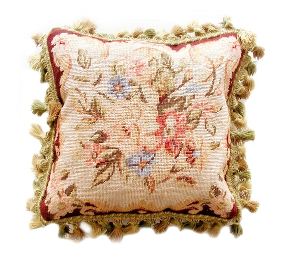 18/" x 18/" Handmade Black Wool Needlepoint Roses Cushion Cover Pillow Case