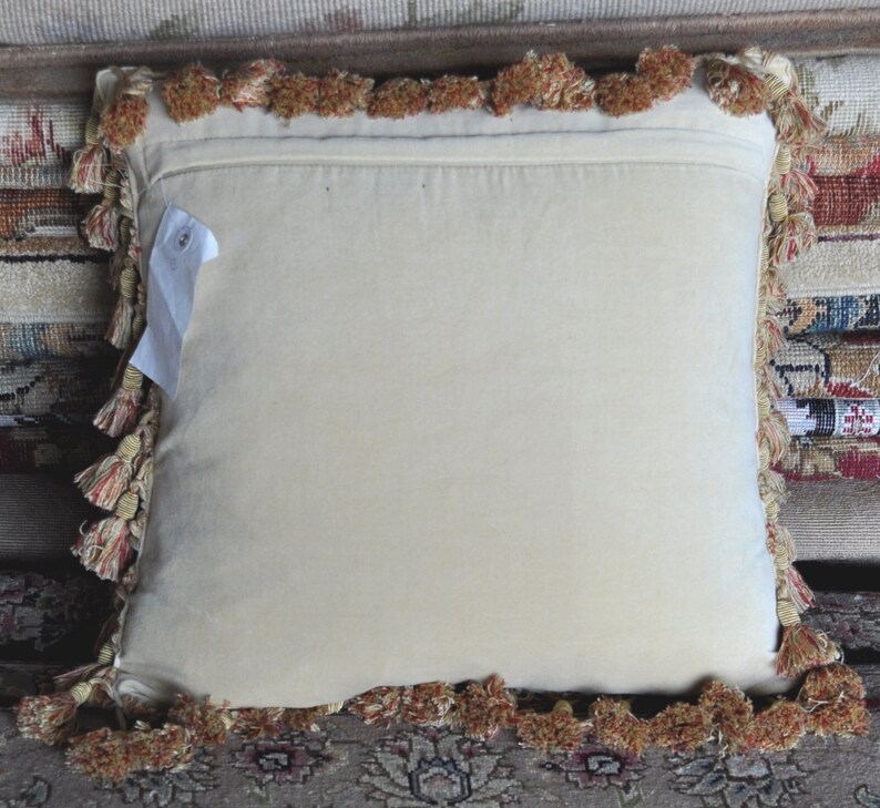 Needlepoint Pillow Handmade Wool Baseball 16x16 for Chair Sofa Couch Bed Window