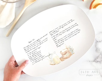 Handwritten Recipe on dish - Recipe on  Platter - Recipe on Plate - Handwriting on Plate - Recipe Plate with Ingredient design